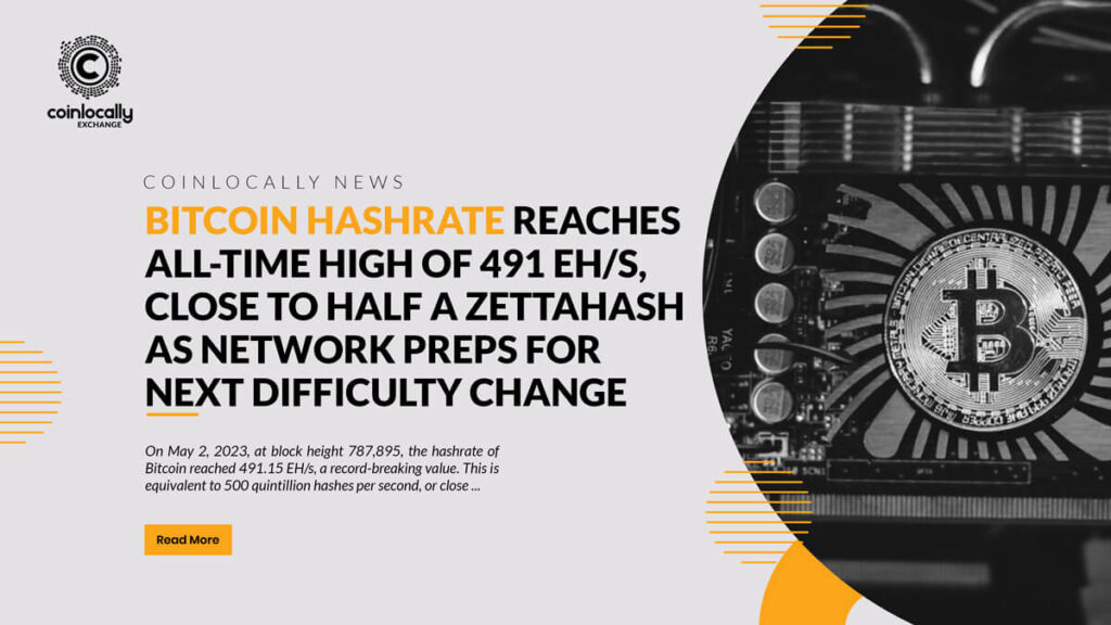 Bitcoin Hashrate Reaches All-Time High of 491 EH/s, Close to Half a Zettahash, as Network Preps for Next Difficulty Change