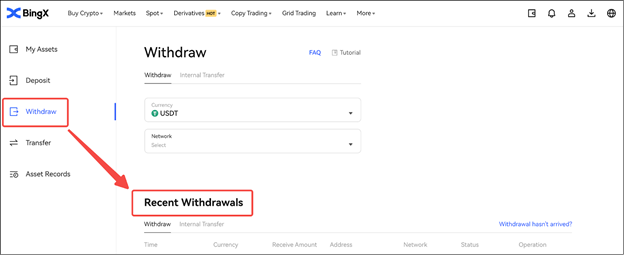 Withdraw from BingX