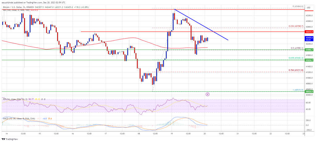 Bitcoin Struggles to Break $43.5K Resistance, Risk of Short-Term Downtrend Grows