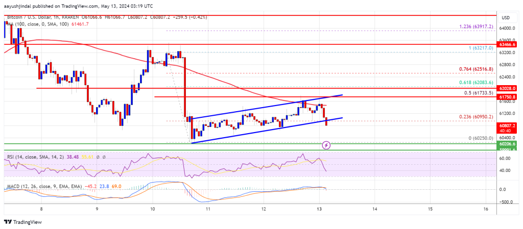 Bitcoin Price Faces Bearish Continuation as BTC Threatens to Drop Below $60 